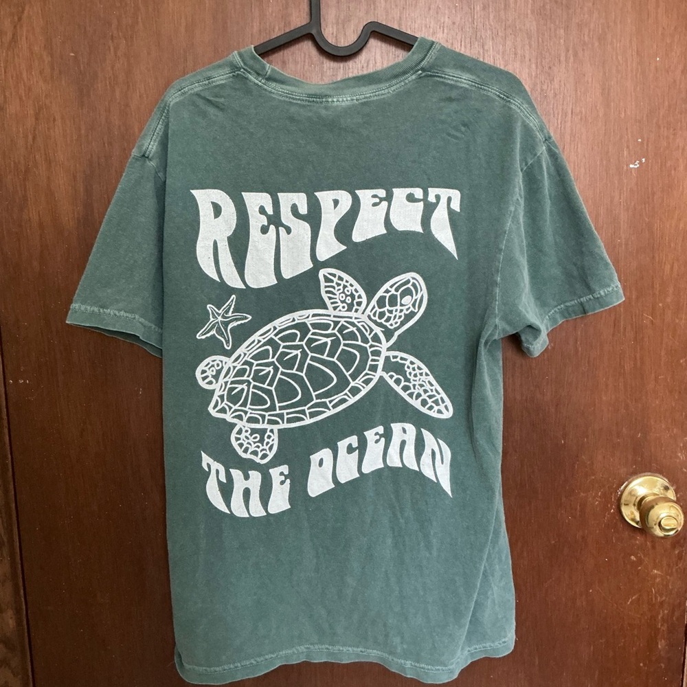 Comfort Colors Seafoam “Respect The Ocean” Short Sleeve Tee - Picture 4 of 5